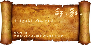 Szigeti Zsanett névjegykártya